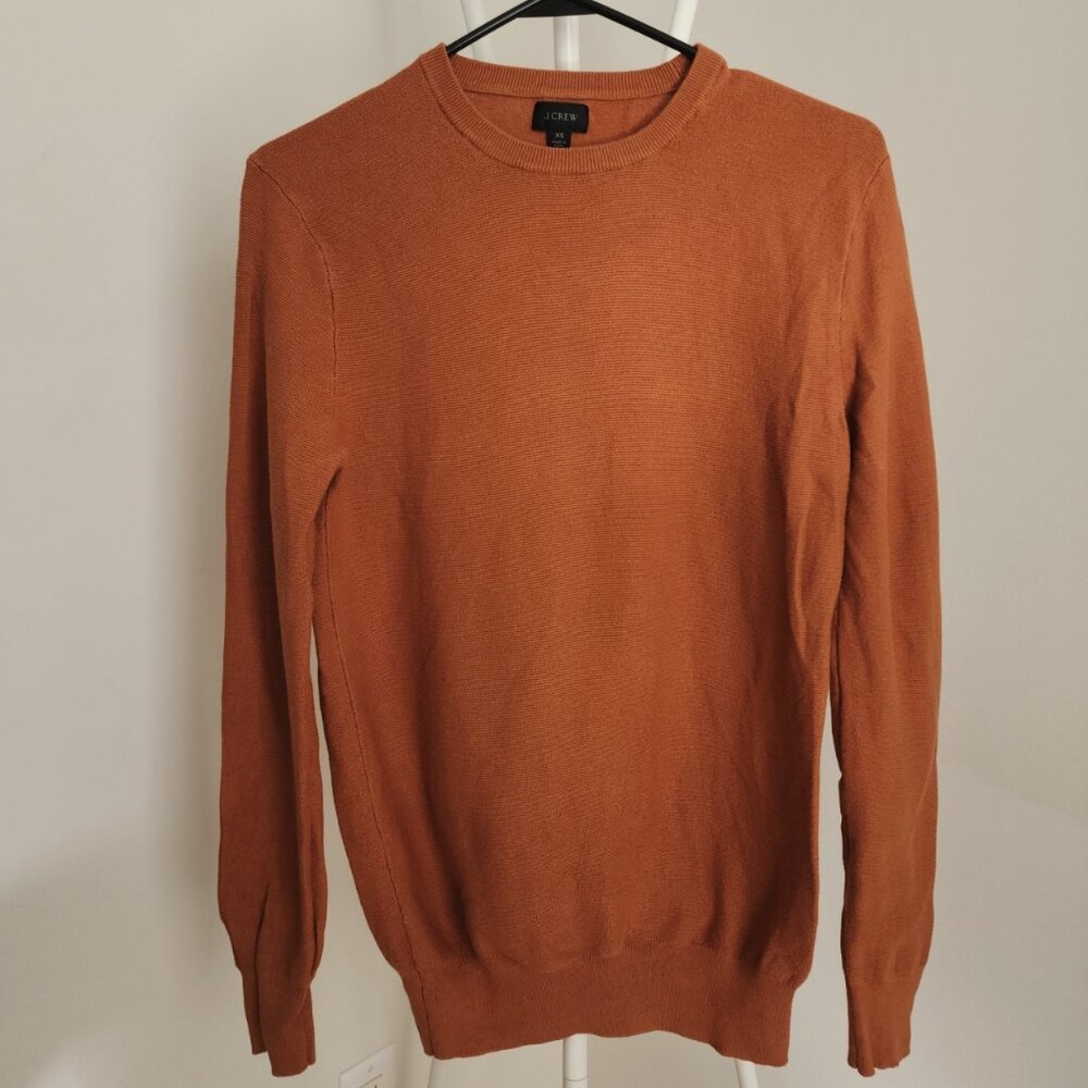 J. Crew cotton crewneck sweater in garter stitch XS